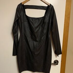 Naked Wardrobe Body Shaping Sculpting Black Vegan Leather Dress size XL